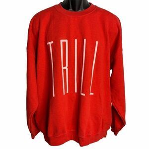 Crewneck Pullover Sweatshirt 2XL Red Heavy Cotton